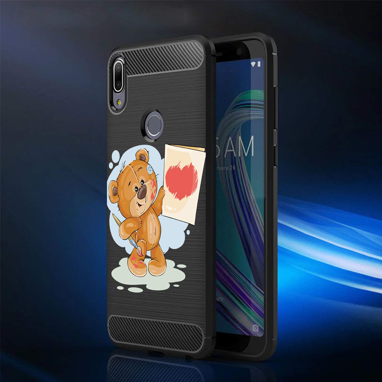 Fashionury Cute Teddy Bear Designer Printed Rugged Armor Soft Back Case Cover for Zenfone Max Pro M1