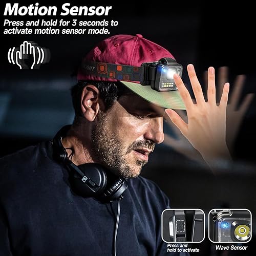 Miniatura 3 de Linterna frontal recargable, paquete de 4 unidades, 3000 lúmenes, linterna frontal brillante ultraligera, con clip, desmontable, portátil, con