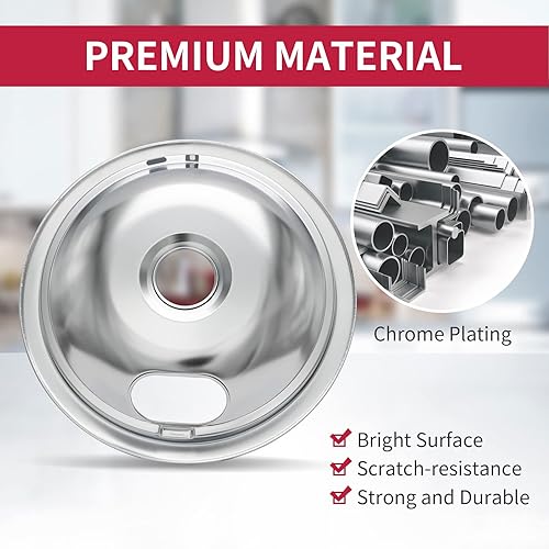 Miniatura 3 de W10196405 W10196406 - Sartenes de goteo para estufa eléctrica, compatibles con Whirlpool Electric Range-Thickening para evitar doblado, juego de 4