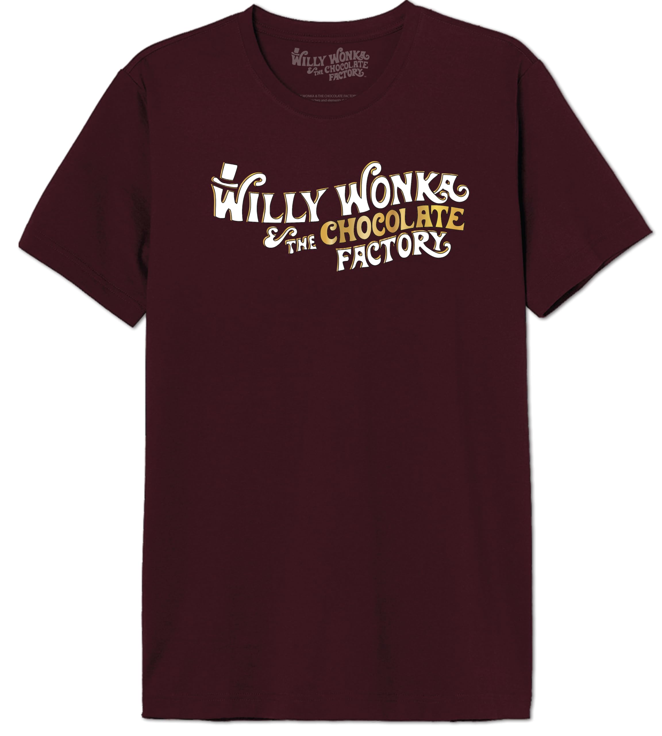 cotton division Willy Wonka Willy Wonka Logo MEWONKATS002 Men's T-Shirt, Burgundy, Size S, Burgundy, S