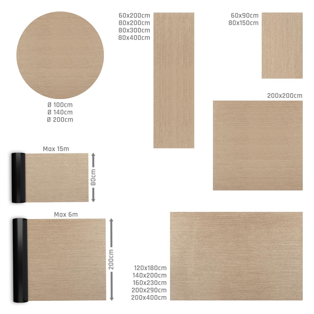 STORESDECO Alfombra vinílica de Tejido Trenzado Premium de Alta Gama. Lavable Antideslizante y extraplana. Materiales Resistentes de máxima Calidad Color Beige 80 x 150 cm
