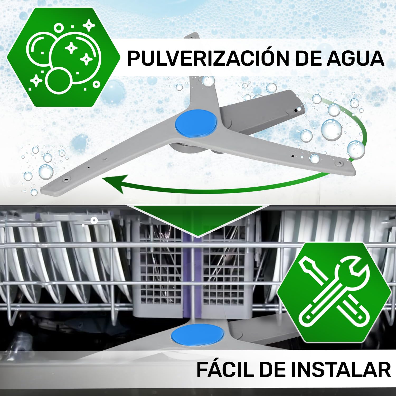 Aspersor Inferior para Lavavajillas con Código Original 1517350100 1517350200 1517300200 para Beko para Arcelik para Grunding C00869435 C00869436 para Whirlpool - Garantía de 5 Años - ONIX TECH