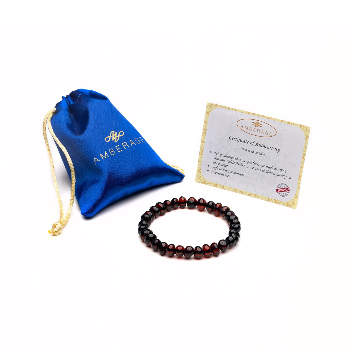 Baltic Amber Stretch Bracelet for Adults (Women/Men) - Hand made From Polished/Certified Baltic Amber Beads(5 Colors) - Image 2