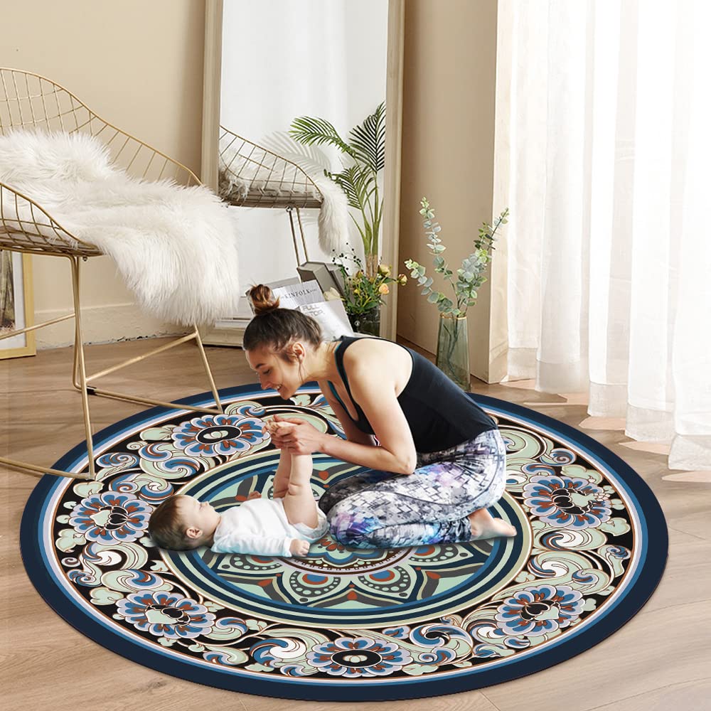 Tappetino da yoga rotondo, misura grande, 12,7 x 3,5 mm, ultra spesso, ultra confortevole, antiscivolo, tappetino da meditazione
