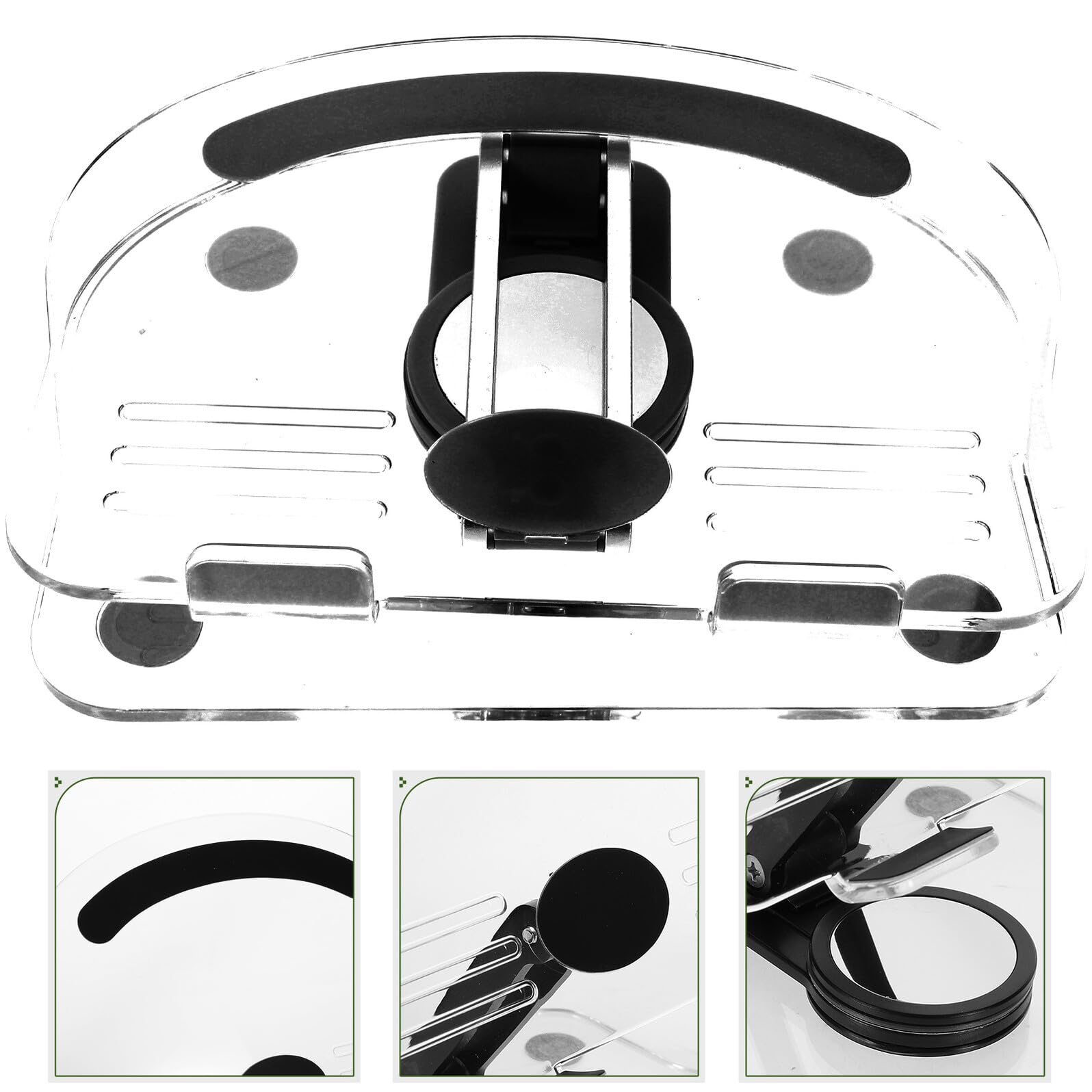 Soporte Ajustable Plegable para Tabletas y Móviles de Acrílico Resistente para Escritorio, Diseño Compacto Giratorio, Uso Ergonómico para Oficina y Hogar, Color Negro