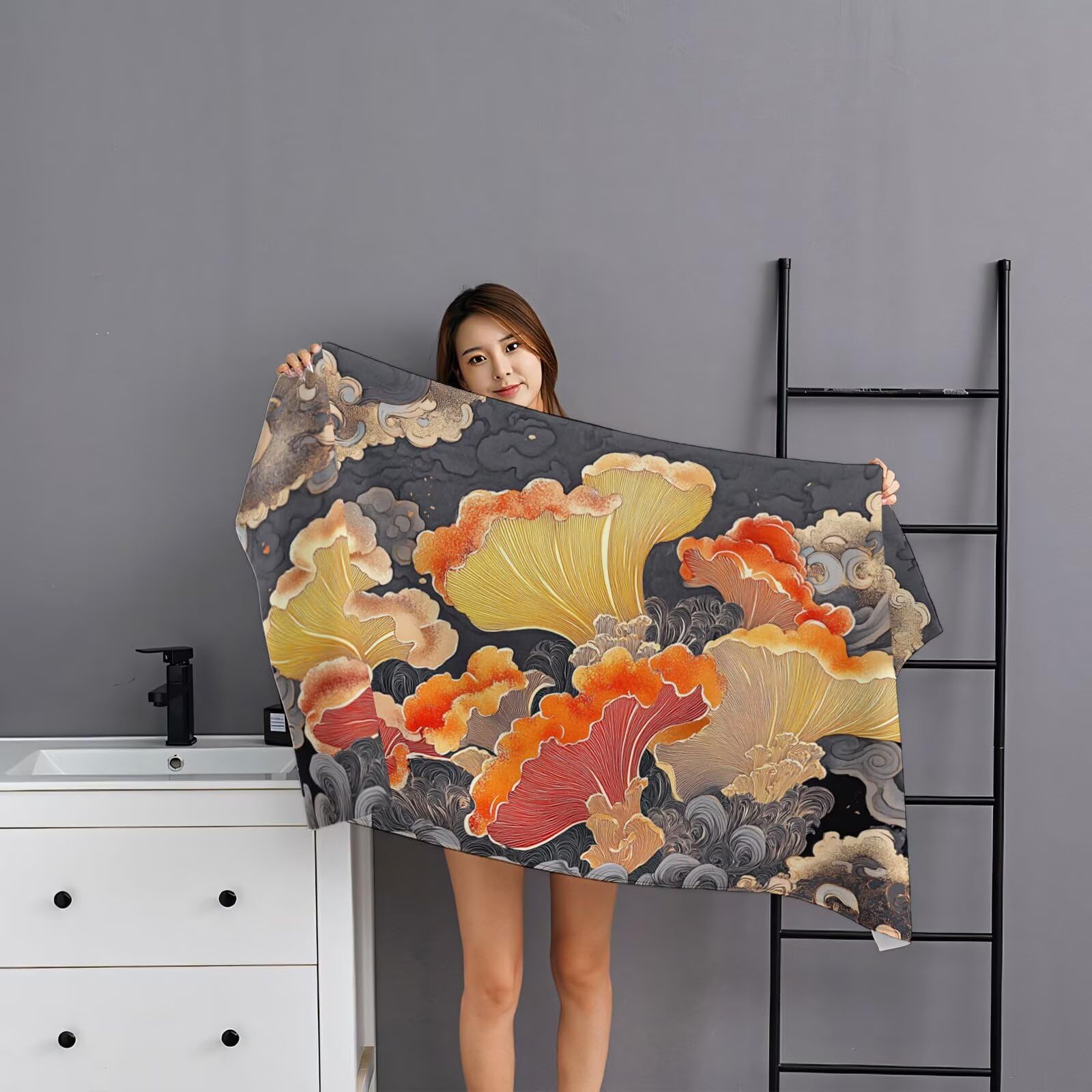 YJ-274 Bardzo duży ręcznik z mikrofibry, 100 x 220 cm, szybkoschnący ręcznik z mikrofibry, bez piasku, plażowy, lekki, podróżny, kompaktowy ręcznik kempingowy z torbą do przechowywania, chłonny, dla