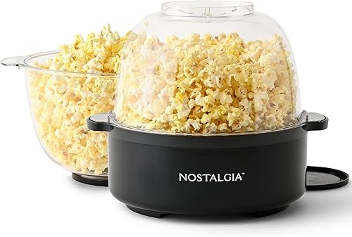 Nostalgia Ez Store - Máquina de palomitas de maíz antiadherentes para 24 tazas de palomitas de maíz estilo teatro con aceite caliente, tapa de doble