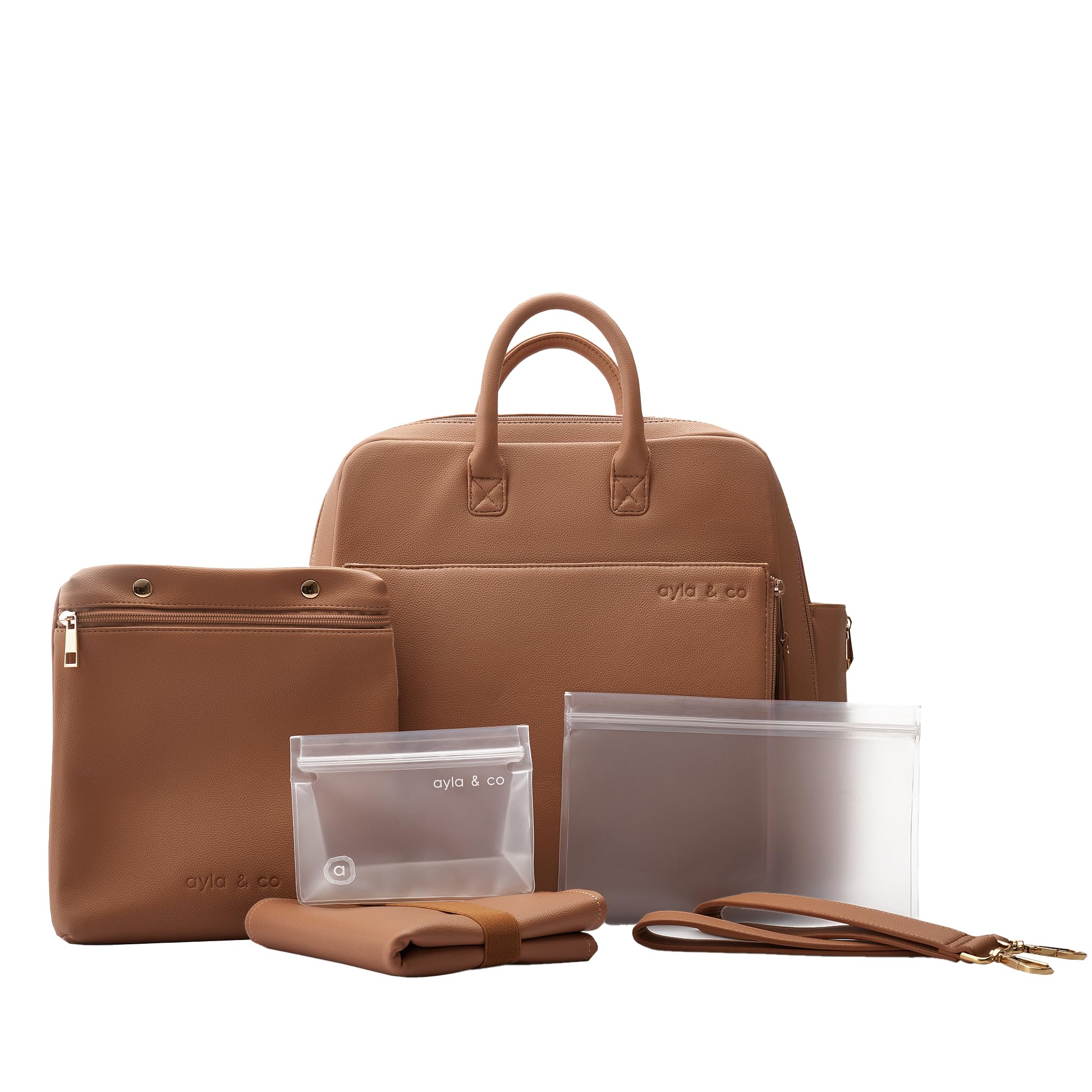 Ayla & Co Full-Size Diaper Bag Backpack, Baby Essentials Cross-Body Changing Bag for Baby Girl/Boy Convertible Straps Portable Tote Bag, Baby Changing