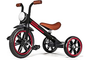 KRIDDO Kids Tricycle, 12 Inch Puncture Free Wheel w Front Light, Adjustable...