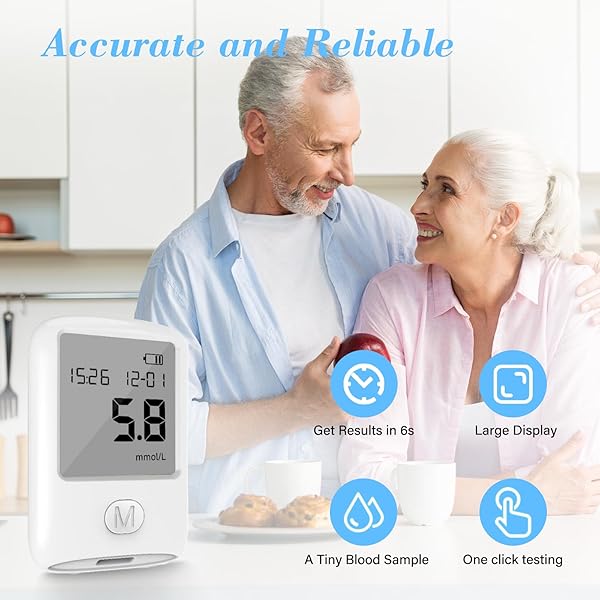 BLOOD TESTING METER | 50 Lancets and 50 Strips, 6s Home Testing Kit Safe for Kids and Adults - 2