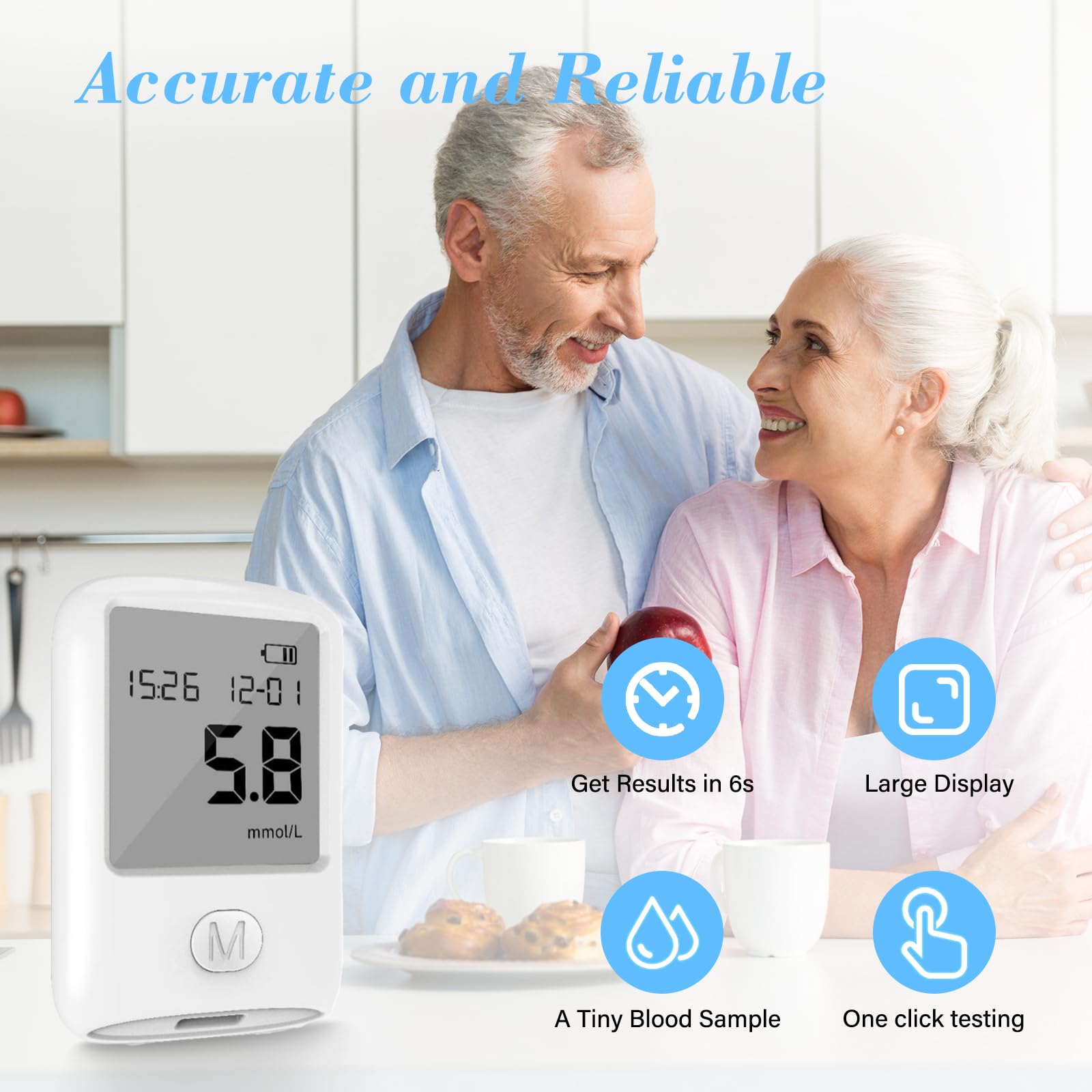 BLOOD TESTING METER | 50 Lancets and 50 Strips, 6s Home Testing Kit Safe for Kids and Adults — view 2