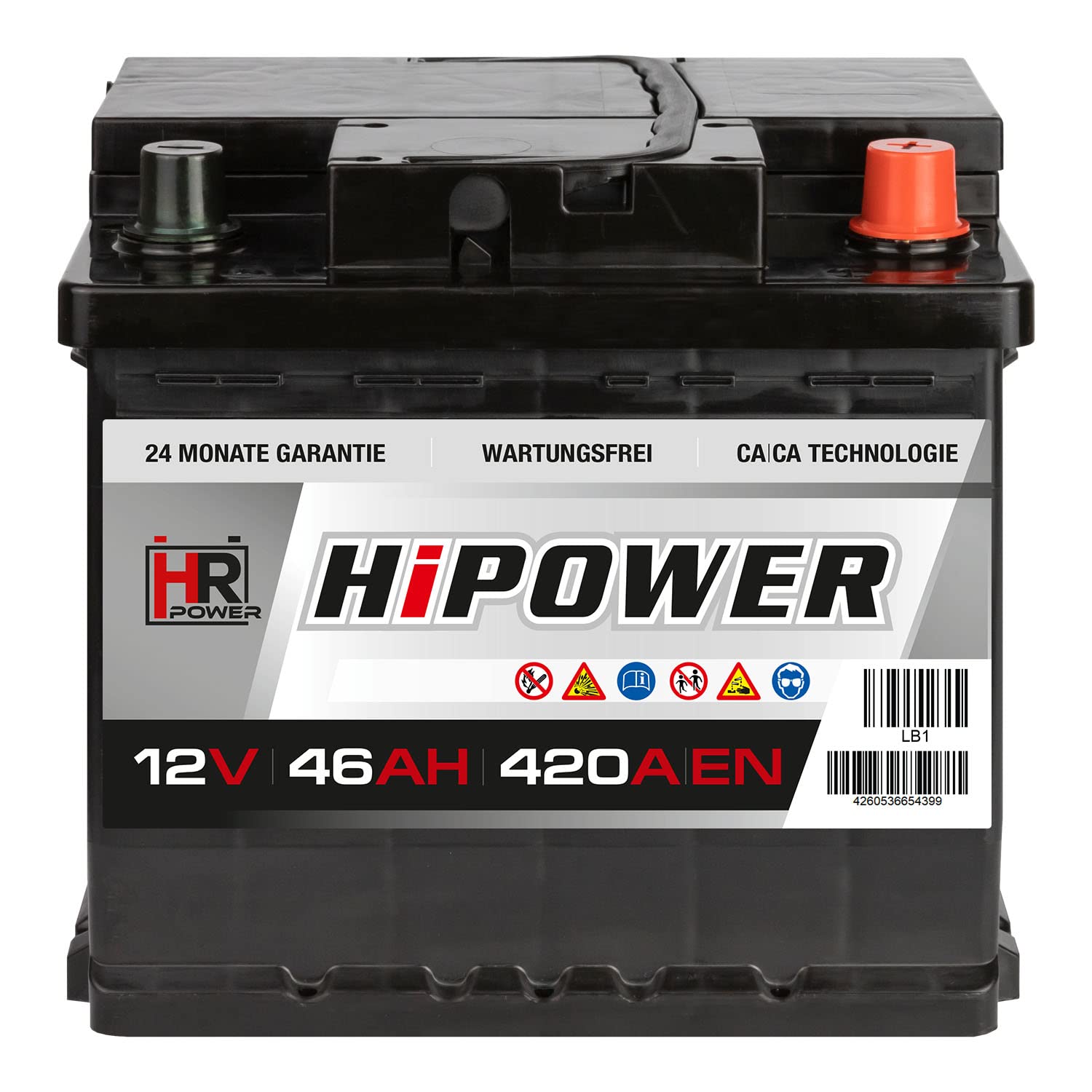 HR Blei-Säure 46Ah 12V 420A/EN Autobatterie mit bewährter Calcium-Calcium-Technologie (Ca/Ca)
