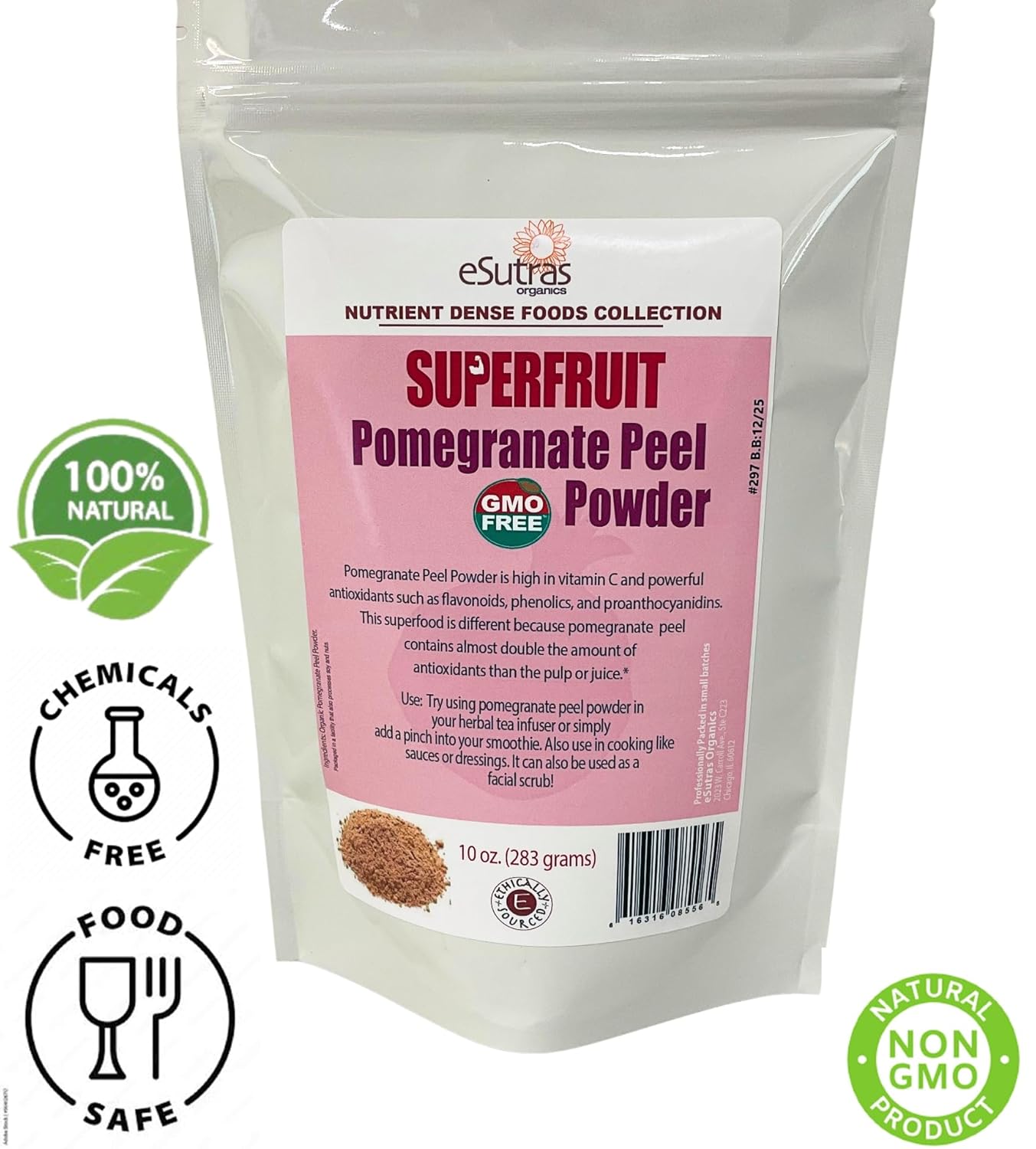 eSutras Organics Fruit Powder, Pomegranate, 10 Ounce