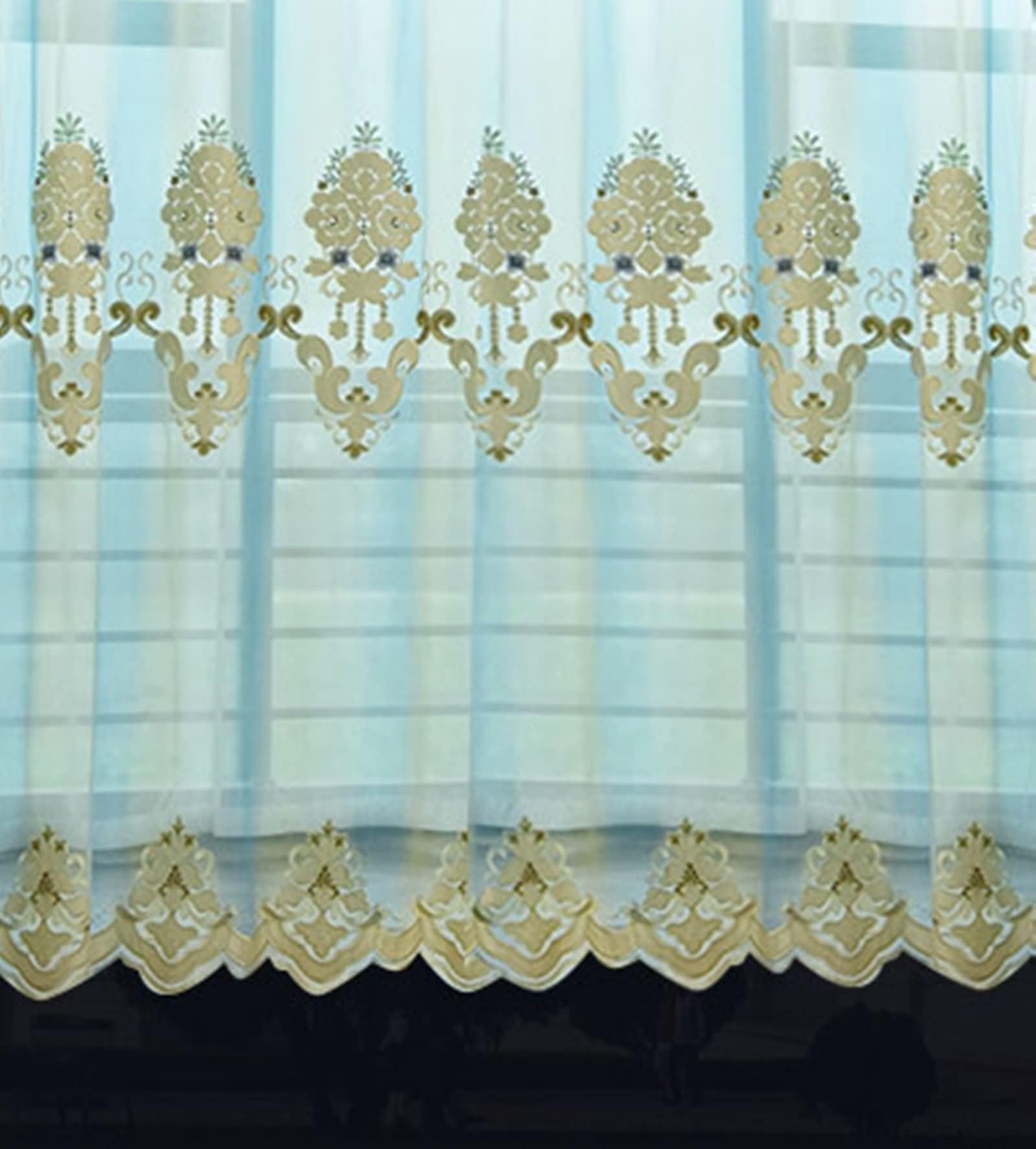 Tende eleganti e moderne, tende da soggiorno vintage con motivo floreale blu tenda in ciniglia a 2 pannelli 106 x 213 cm