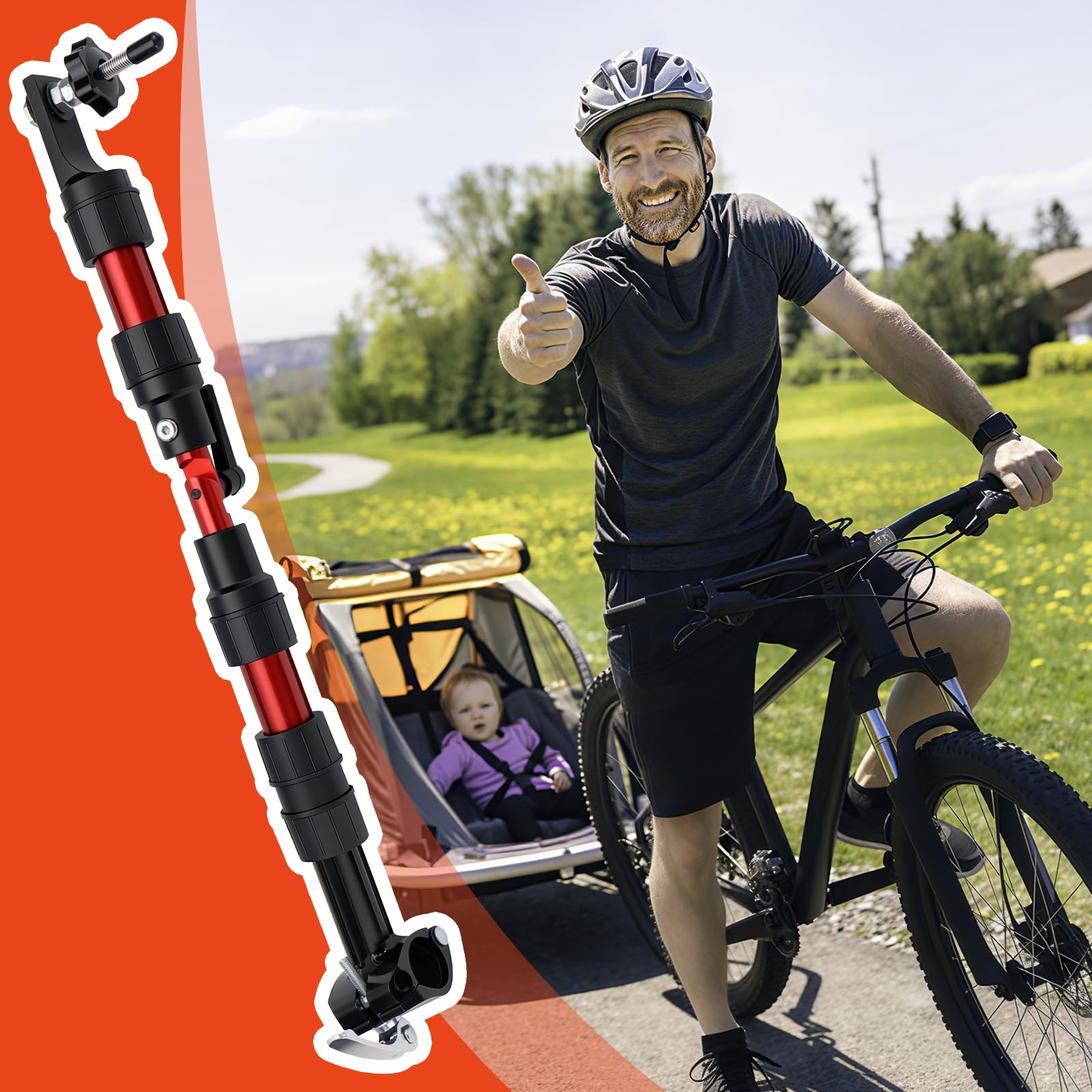 GIAK Bicycle Trailer Adapter Bicycle Trailer Coupler Modular Nylon Component Design Damping and Steering System for Portable Folding Trolley Steel for Bicycles with Seat Tube Diameter 27-32mm