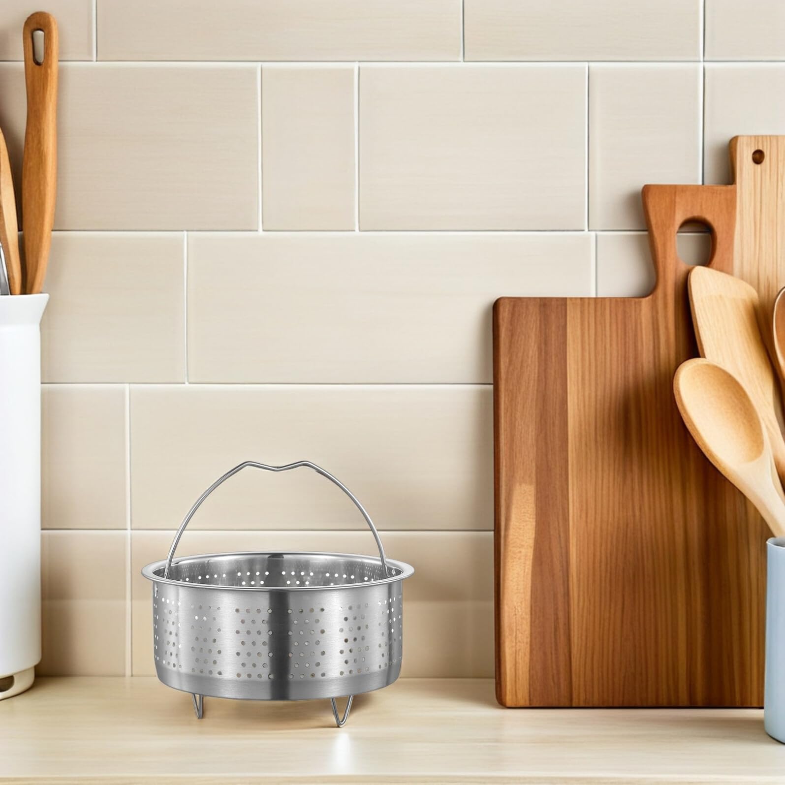 UPKOCH Cesta de vapor de malla de acero inoxidable, cesta de vapor de verduras, cesta de vapor china, olla de arroz, cesta de vapor con asa para verduras, pescados y mariscos, vaporizador portátil de