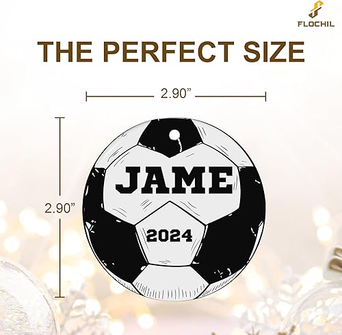 Miniatura 7 de Adornos de fútbol personalizados para árbol de Navidad, foto con nombre personalizado para niños y niñas, regalos para jugadores, amantes, cerámica