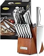 McCook® Knife Sets, German Stainless Steel Kitchen Knife Block Sets with Built-in Sharpener