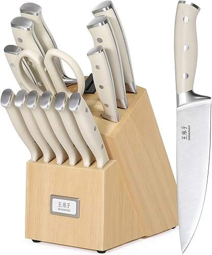Juego de cuchillos de alta calidad, acero inoxidable forjado de alto carbono, juego de cuchillos afilados para cocina, mango ergonómico de triple