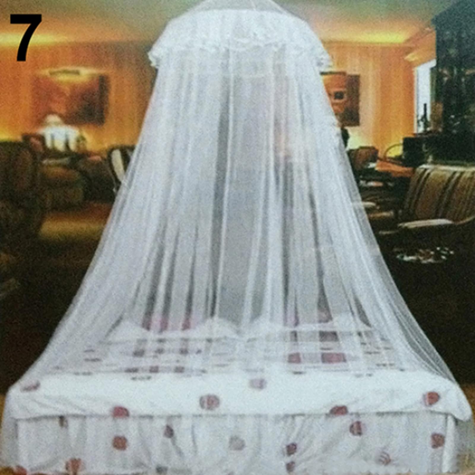 matumou Elegant Lace Bed Canopy Netting Curtain Round Dome Net Bedding