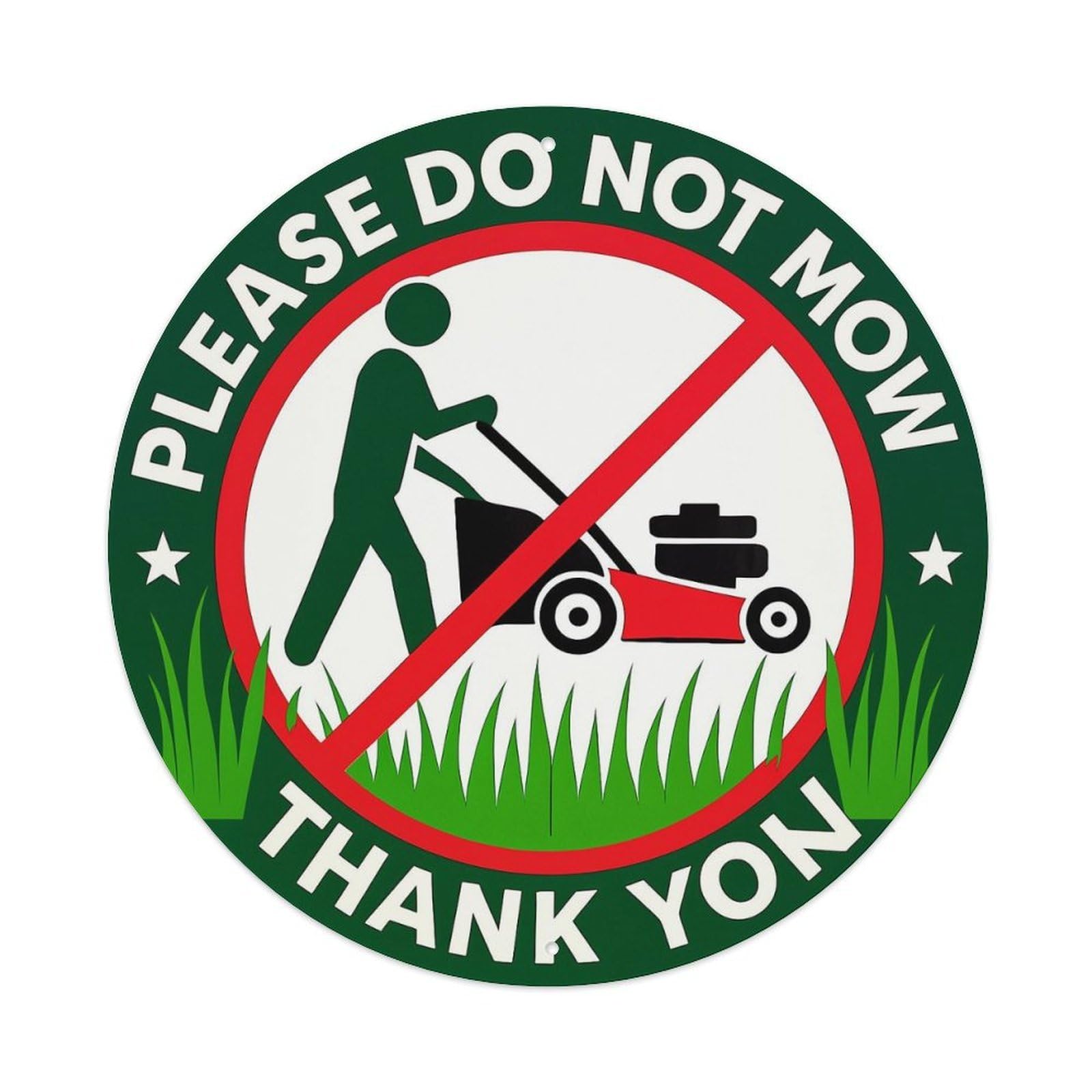 No Mowing Sign Pattern Round Metal Tin Sign Vintage Wall Decor, Bar Garage Cafe Kitchen Home Wall Art Poster 8x8inches