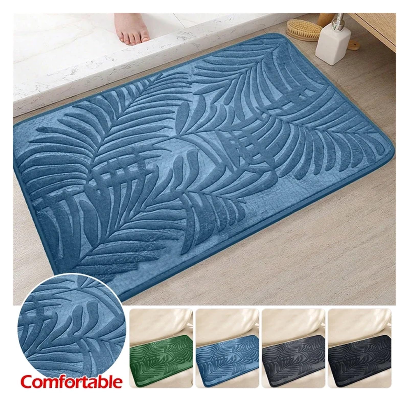 Tappeto da bagno assorbente in memory cotone, tappeto da bagno, soggiorno, camera da letto, cucina, casa (grigio, 40 x 60 cm)
