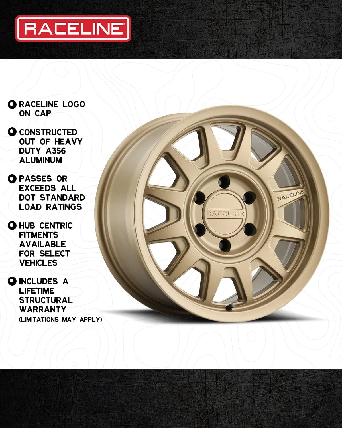 Raceline Wheels 952BZ AERO HD Wheel Bronze 17X8.5"5X150 Bolt Pattern 0mm Offset/(4.72"B/S) 12 Spoke Aluminum Passenger Car Wheels, Full Size Replacement Bronze Car Rims