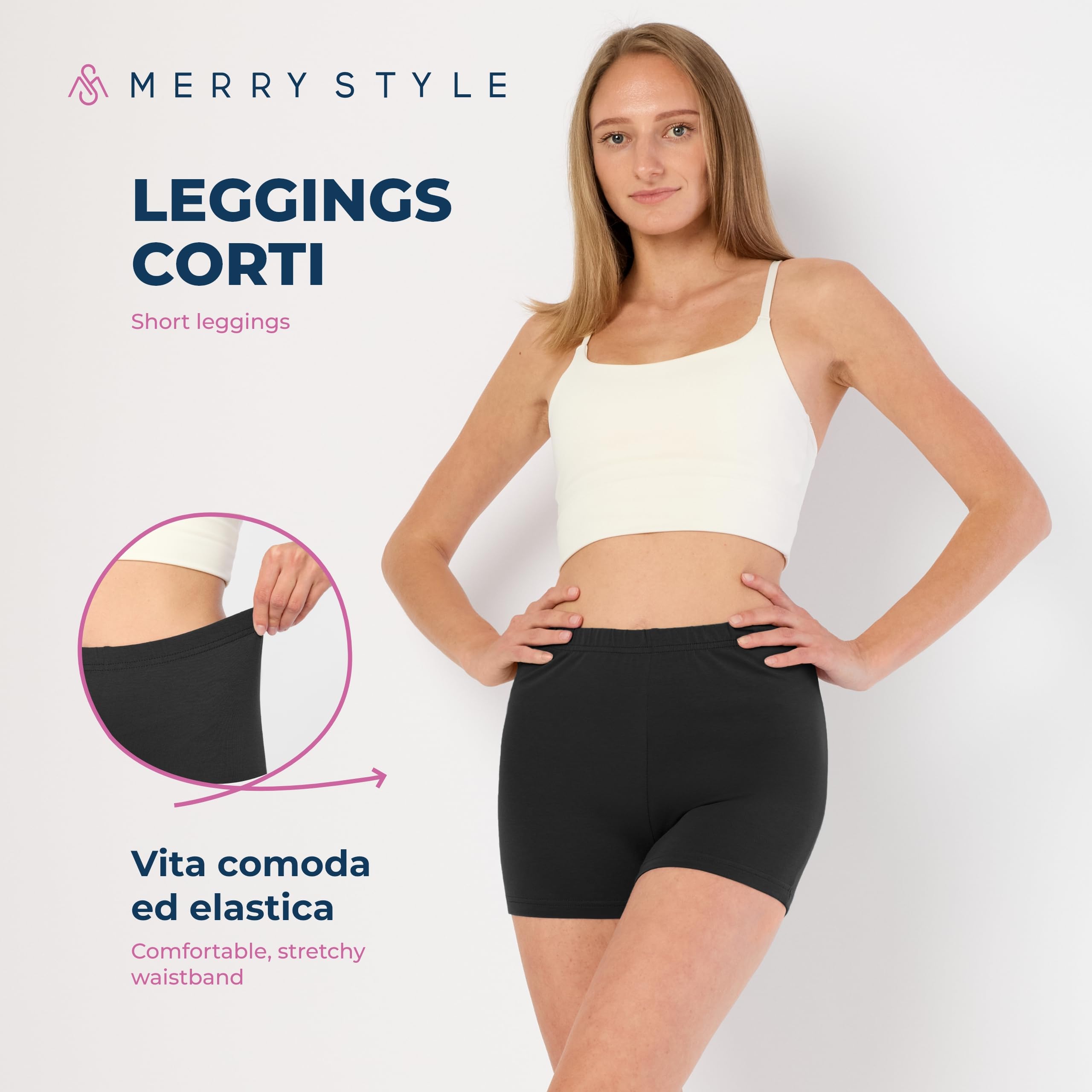 Merry Style Pantaloncini Palestra Donna in Viscosa Shorts Donna per il Fitness Allenamento Jogging Pantaloncini Sportivi Yoga Hot Pants MS10-391