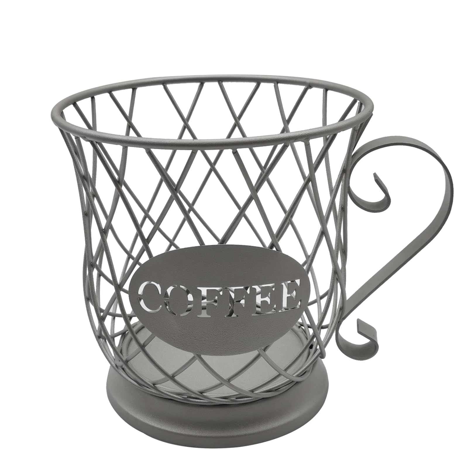 Lyfjxx Sliver Coffee Pods Storage Basket, Capsule Holder For 35 K Cup Organizer, Large Capacity Coffee Pod Organizer, Basket Decor For Bar Countertop (Sliver)