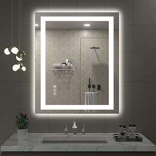 ODDSAN 32x 36 Inch LED Mirror for Bathroom, Vanity Mirror with Lights, Dimmable Illuminated Mirror for Wall, Anti-Fog (Front Lights + Backlit)