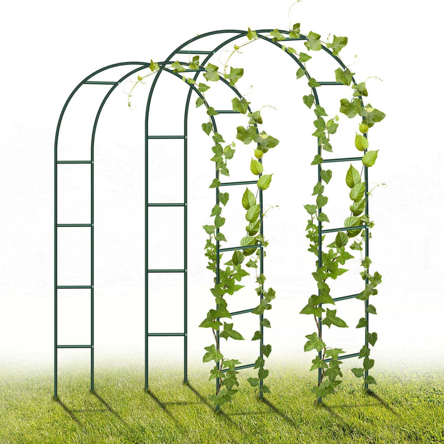 YAOBLUESEA Garden Arch Metal, 2-Set 240 x 140 x 38cm Garden Arches for Birthdays, Weddings, and Event (Green)