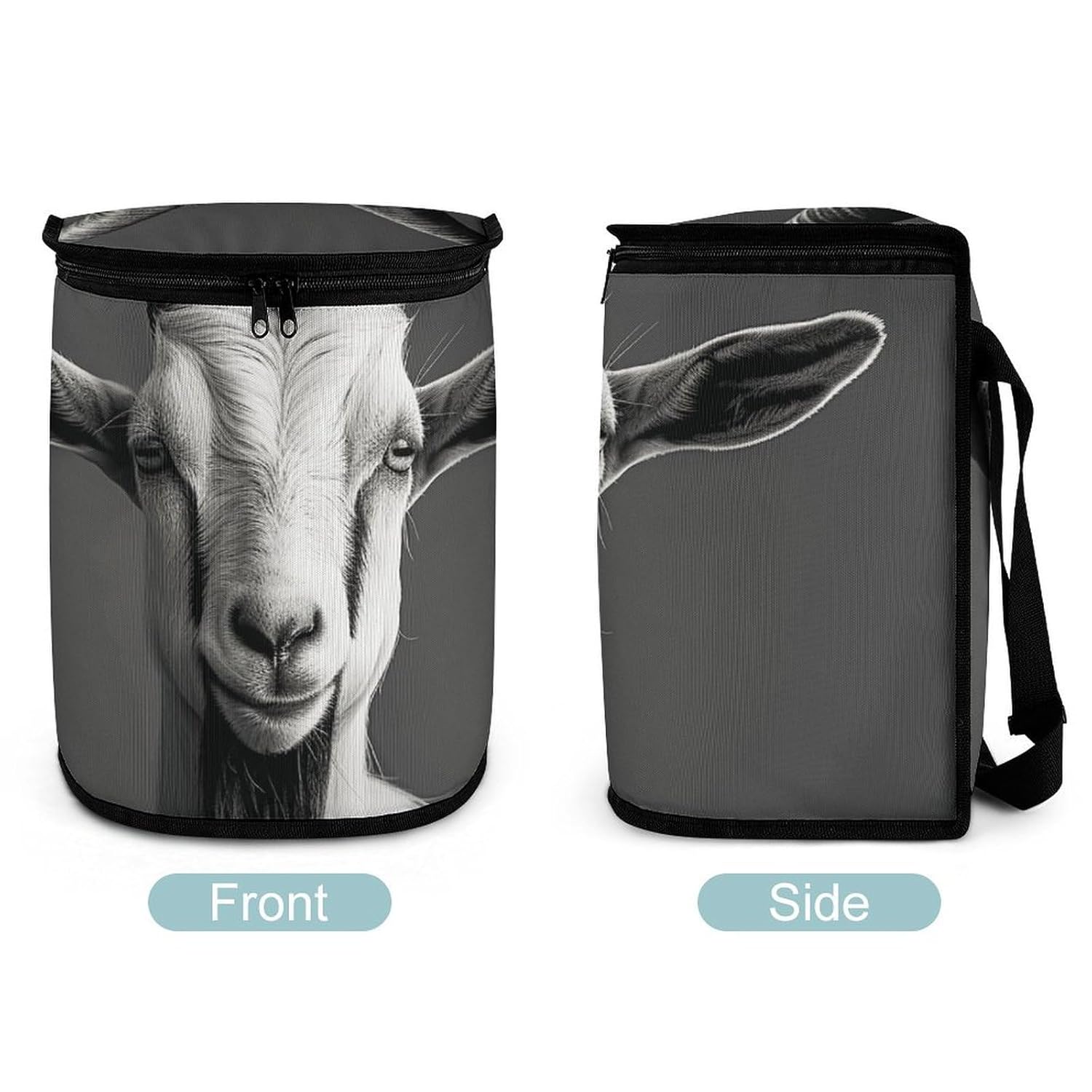 Hanging Car Trash Bag Protable Trash Can Black and White Goat Waterproof Garbage Bin for Car