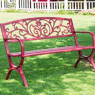 Banco de jardim ao ar livre, banco de parque de jardim Banco ao ar livre, pátio de casa assento duplo terraço banco de lazer cadeira de varanda com encosto e braços, cadeira ao ar livre à prova de in