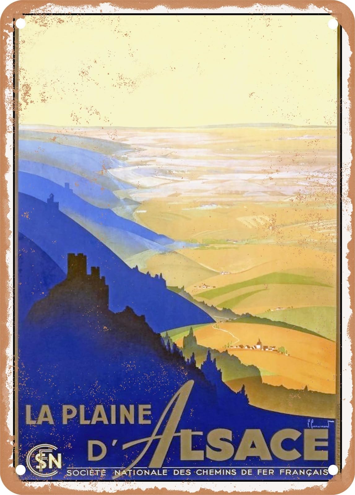 METAL SIGN - 1938 The plain of Alsace SNCF Vintage Ad home decor