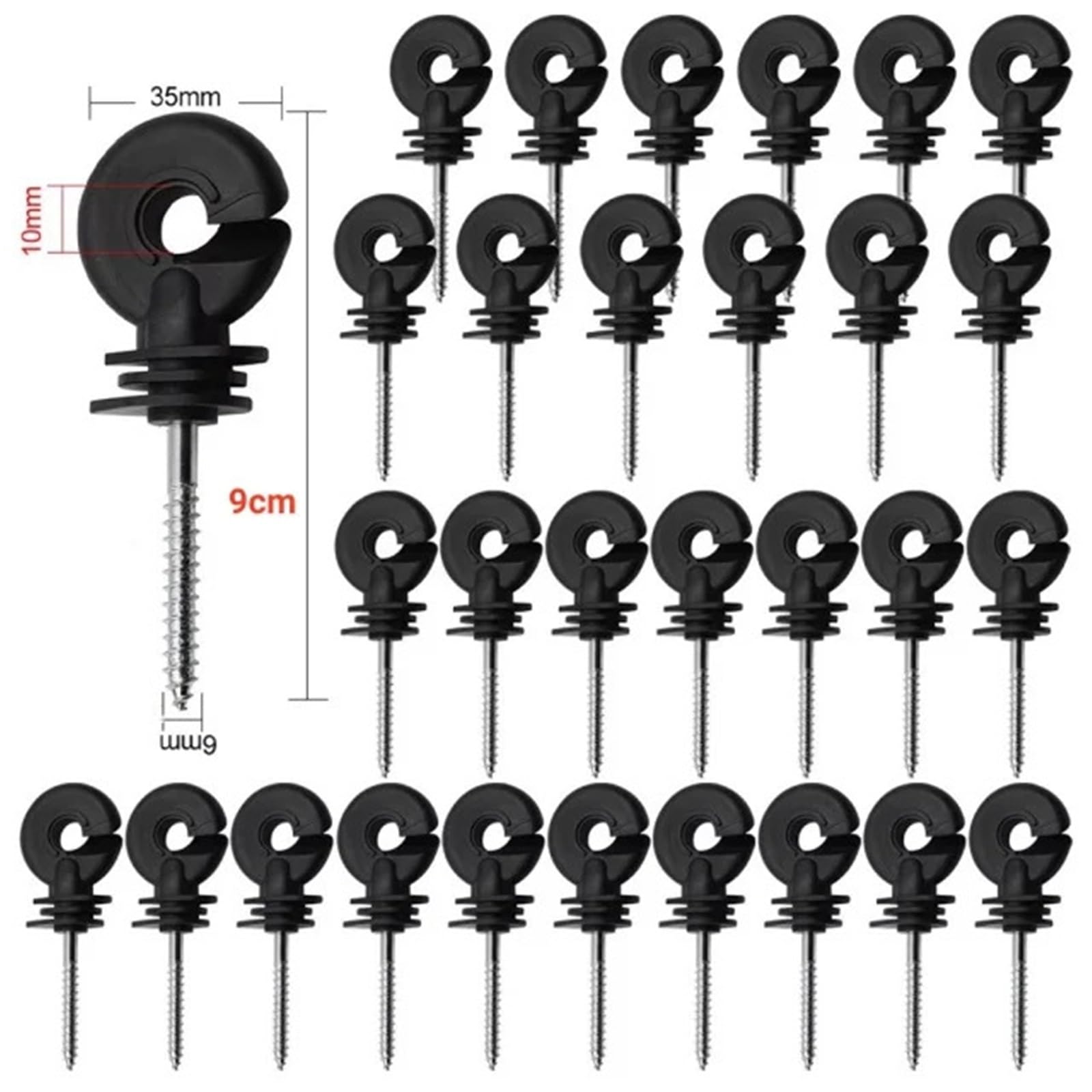 50 pezzi di isolatori for recinzione elettrica a traliccio da giardino for collegamenti cavi resistenti e sicuri, isolatore nero in acciaio al carbonio Per Trefoli