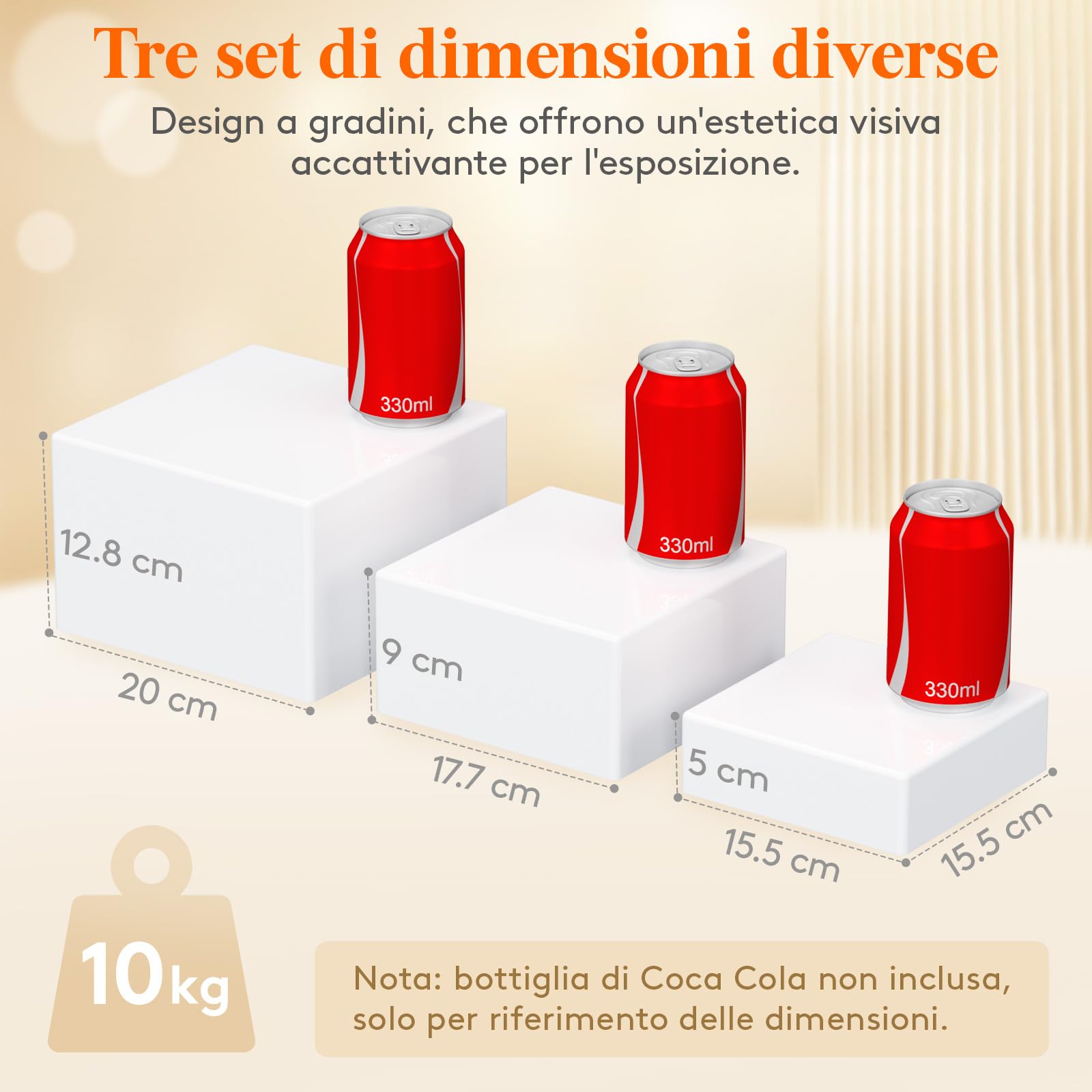 Lifewit Espositore da Buffet per Aperitivo, Supporti in Plastica per Torte, Dessert, Oggetti da Collezione, Gioielli, Supporto Cubico Annidabile, Bianco, Set di 6 (20/18/15 cm)