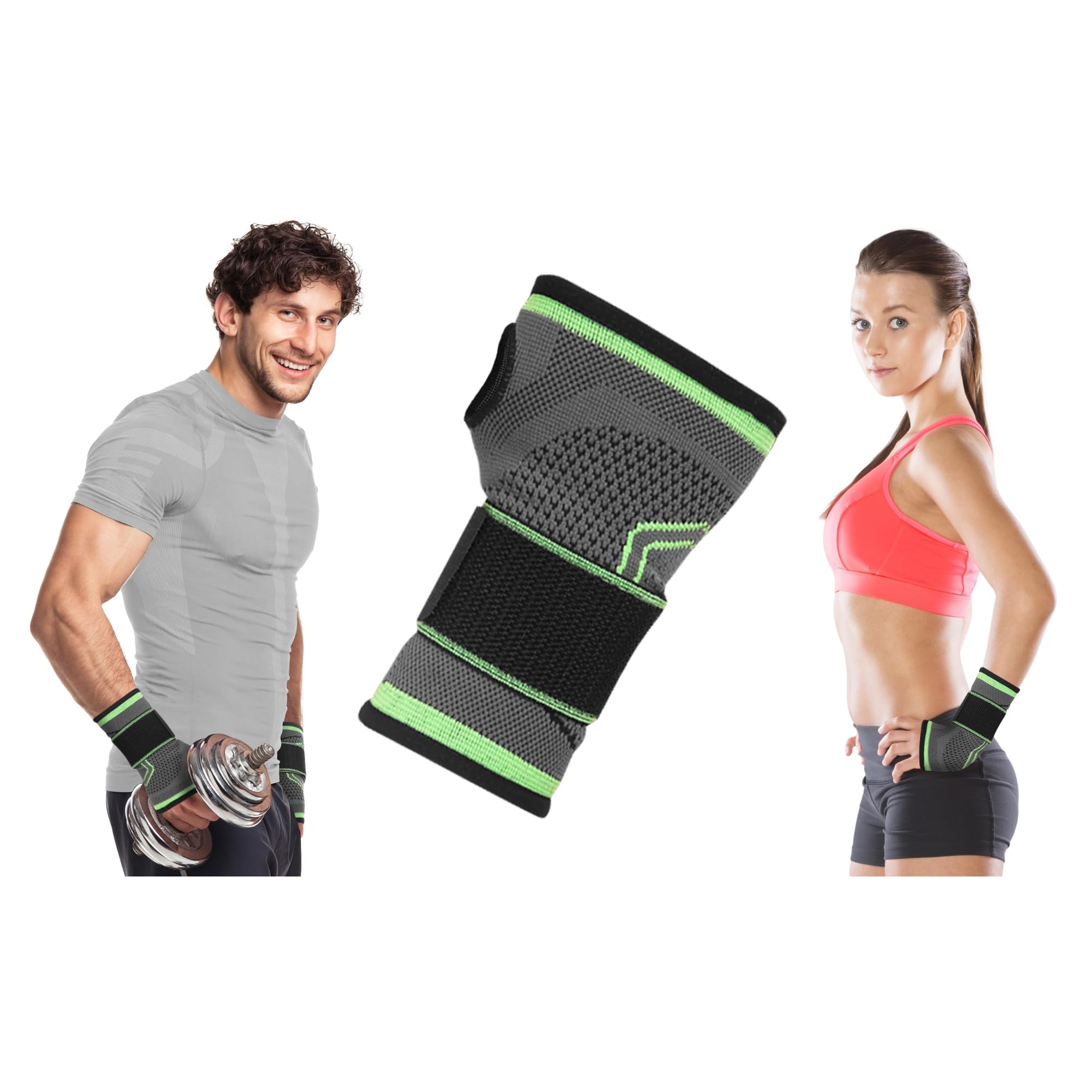 DCF Wrist Compression Sleeves for Men & Women (Green, Large/X-Large)