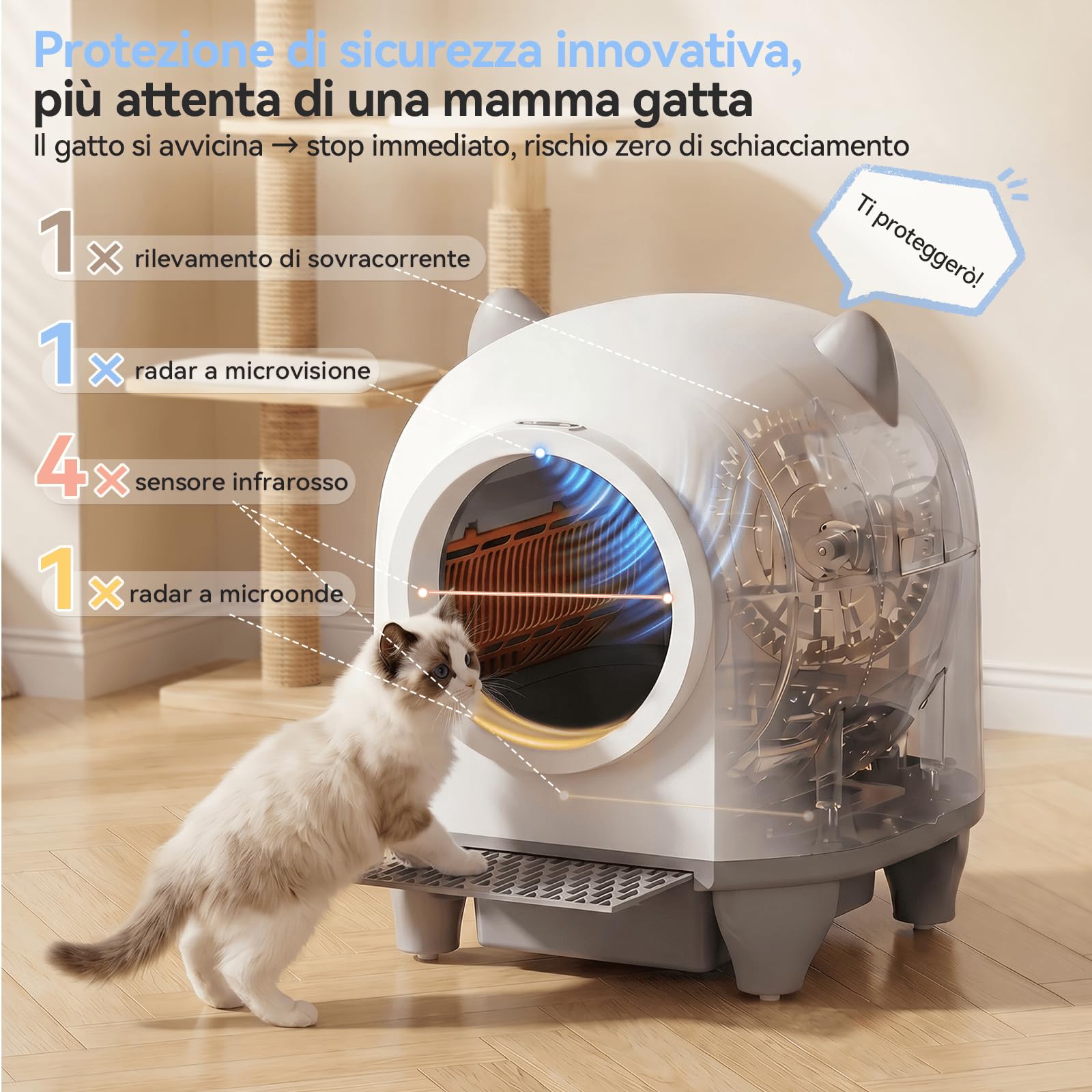 JUMMICO 90L XXL Lettiera Autopulente per Gatti, Intelligente con Controllo tramite App, Sicurezza Antipizzicamento, Monitoraggio della Salute, Doppia Deodorizzazione, Tappetino e Profumo Inclusi, Per