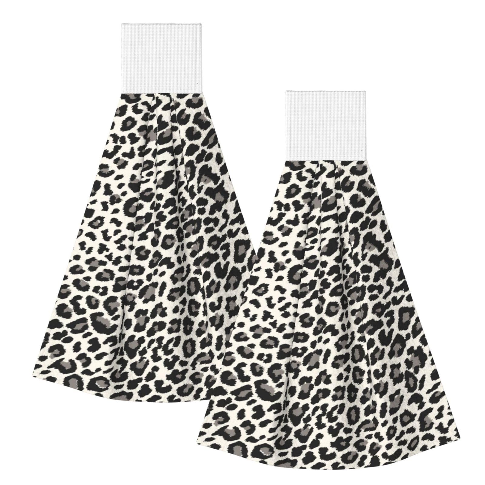 DOPKLNA Leopard Print Print, 2 Pcs Hanging Coral Fiber Hand Towels for Bathroom, Absorbent Kitchen Towels