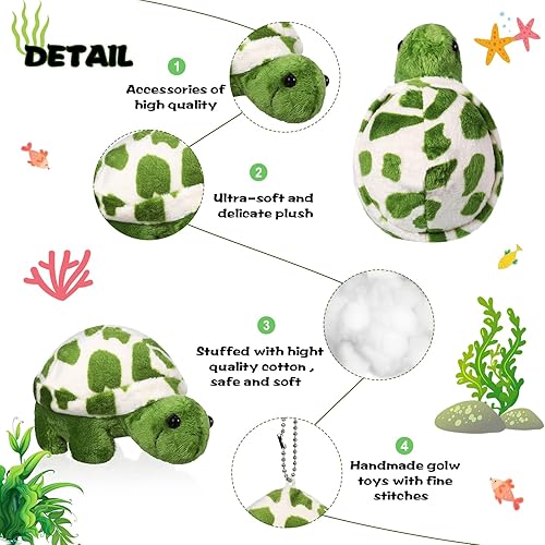 Miniatura 3 de Skylety 12 piezas de mini tortuga de juguete de peluche suave animal marino pequeño juguete de peluche tortuga lindo animal de peluche para adultos,
