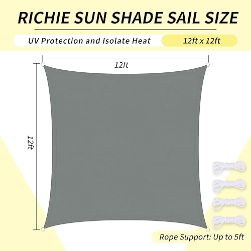 Miniatura 2 de RICHIE Toldo cuadrado mejorado de 12 x 12 pies, resistente al agua y bloquea los rayos UV, para patio al aire libre, césped, playa, jardín, cochera,
