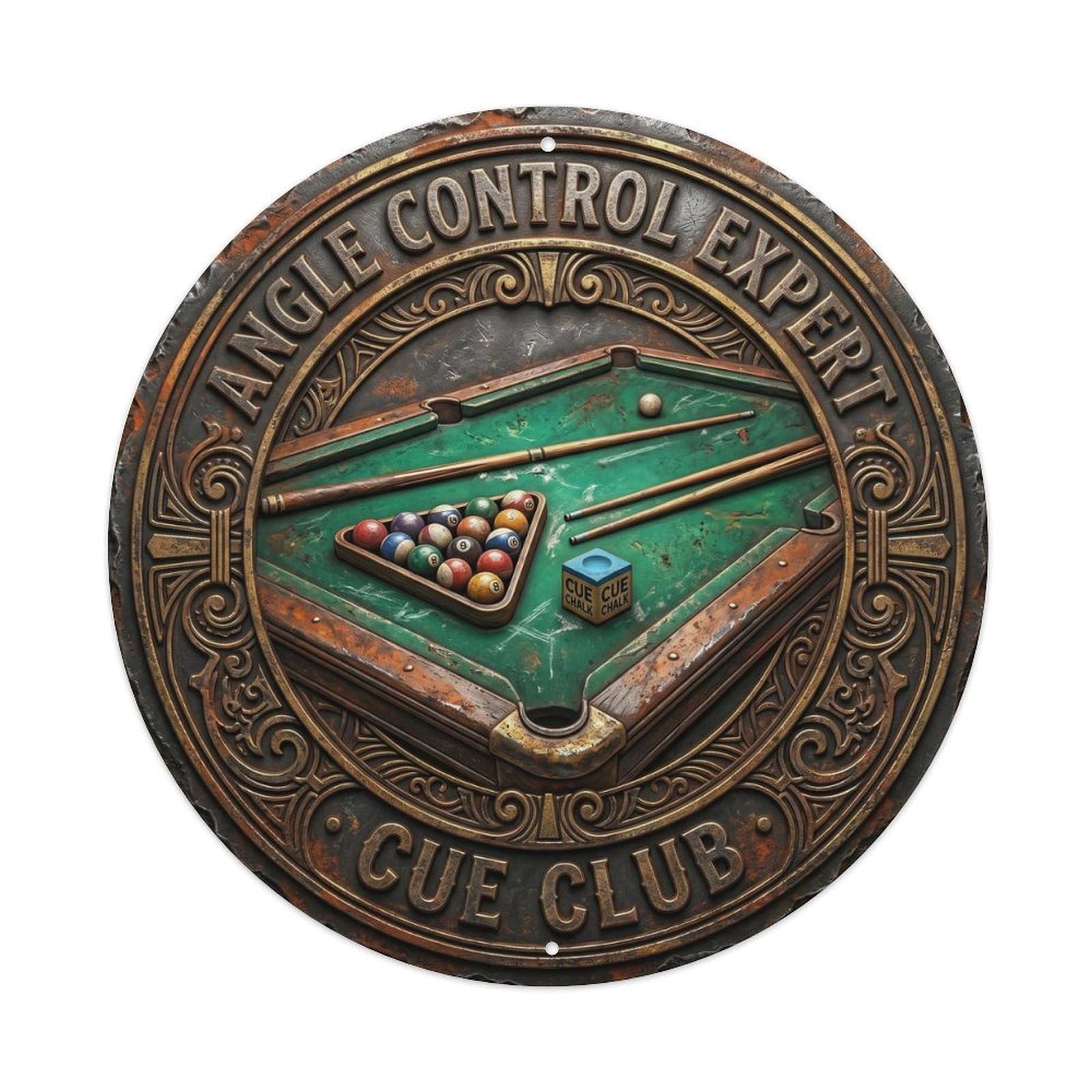 Cwbufd Vintage Style Angle Control Expert Cue Club Vintage Metal Tin Sign Plaque Wall Decor For Cafe, Club Bar, Office, Garden Metal Poster 8X8inch