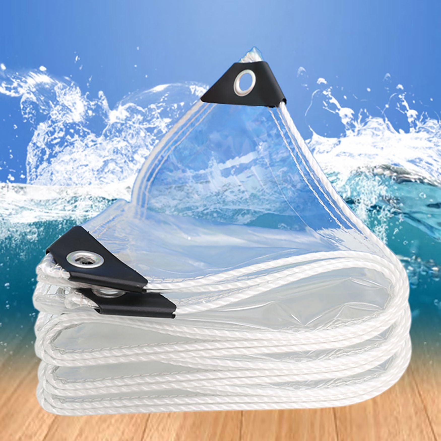 Lona resistente al polvo y lluvia de PVC transparente con ojales para protección exterior