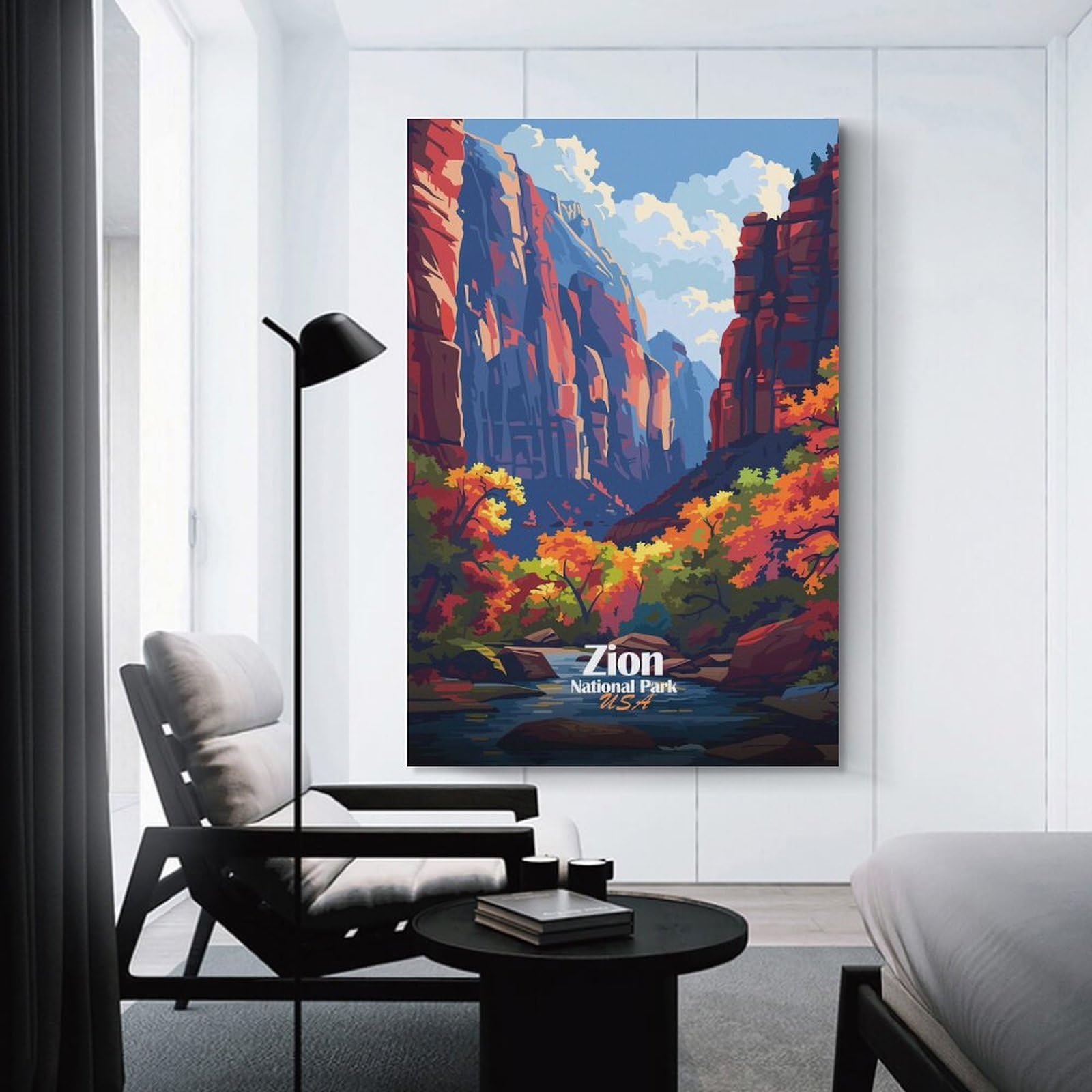 Junmoney Zion National Park Landscape Art Wall Art Print, 12x18inch(30x45cm), for Wall Displays, Bedrooms Or Room Updates, A Versatile Canvas Print for Layering