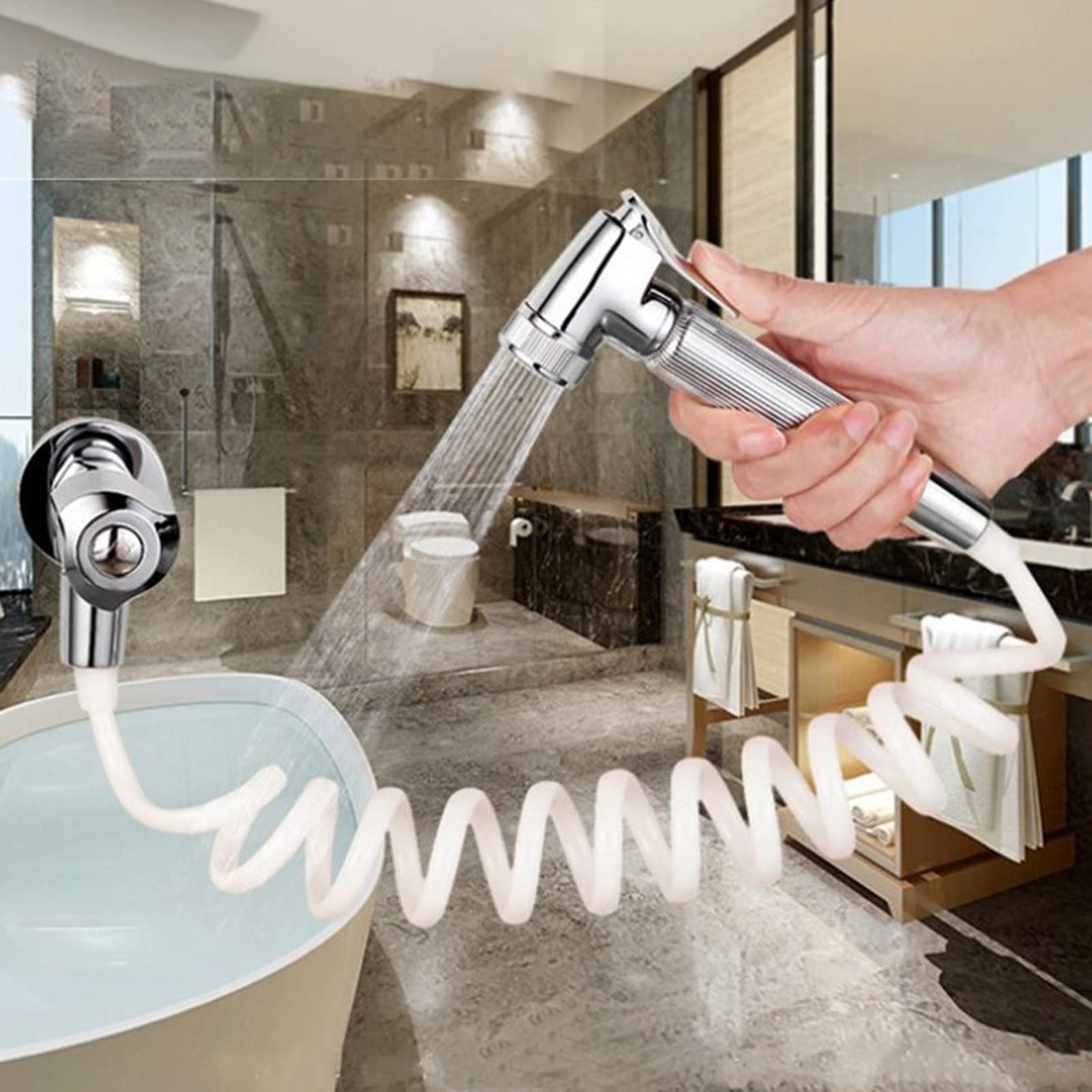 Trade Shop - Tubo Flessibile Per Doccia Vasca Cabina 150cm Laccio In Pvc Rivestimento Cromato