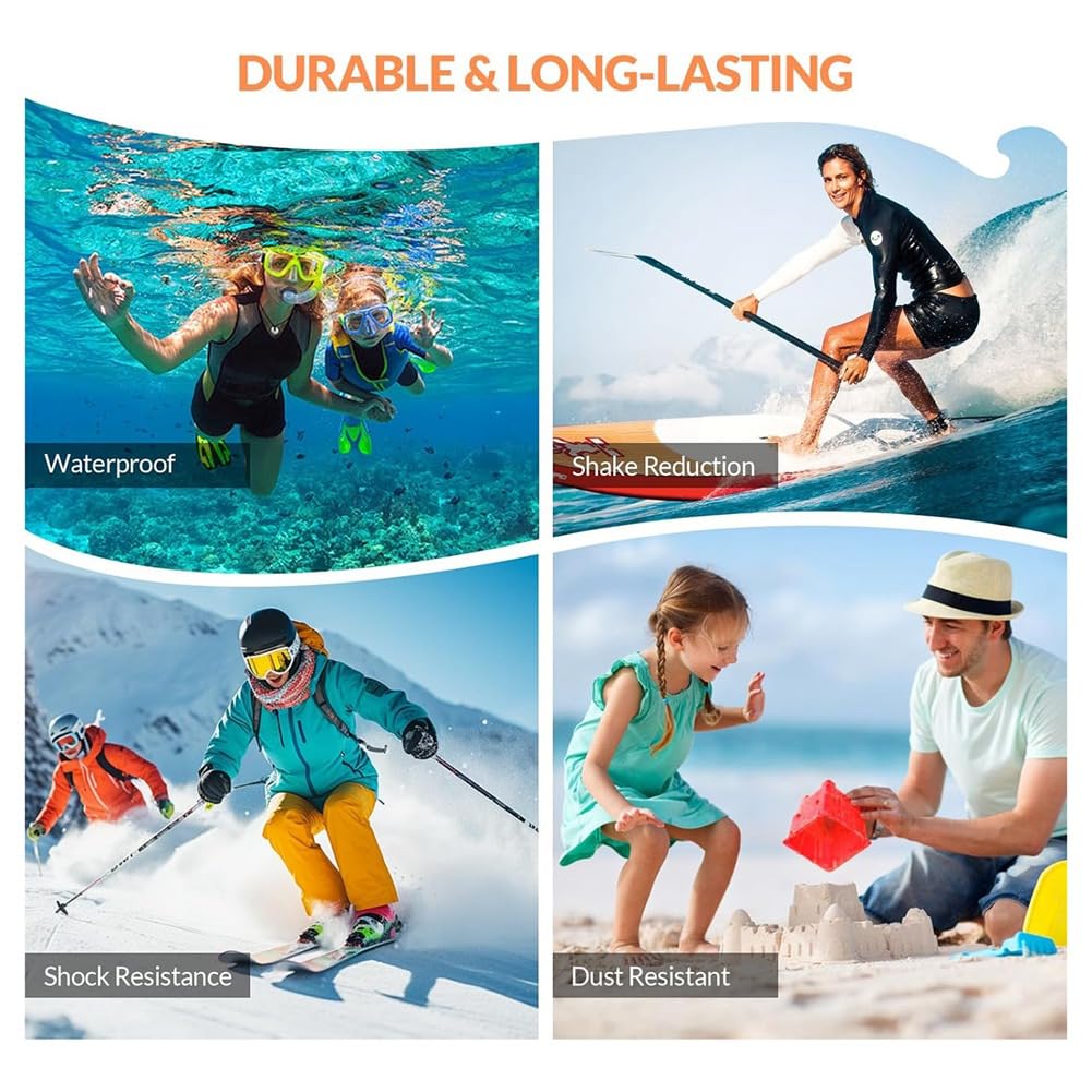Cámara Subacuática 4K de 33 Pies, Cámara Impermeable con Pantallas Duales, Cámara Digital de 48 MP con Enfoque Automático para Hacer Snorkel