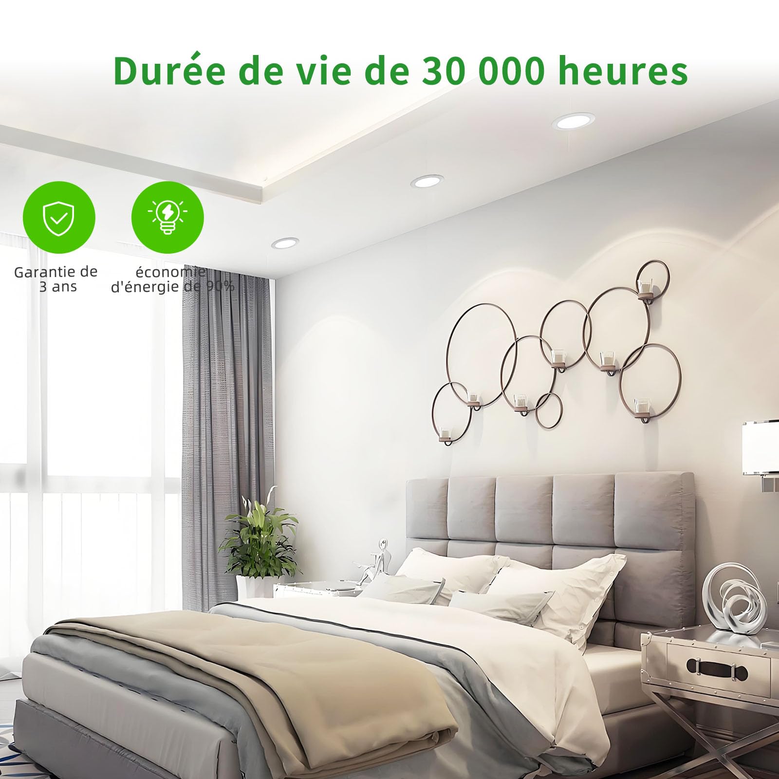 Spot LED Encastrable Extra Plat Blanc Neutre 4000K, IP44 Spot Salle de Bain 5W 450LM, Spots Encastrés LED Diamètre 70-90MM, AC220-240V, Lot de 10
