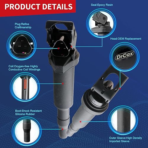 Miniatura 3 de DrCax Bobina de encendido OEM UF592 C1638 compatible con BMW 325Ci 328i 330Ci 335i 525i 528i 530i 535i 545i 745Li X3 X5 M5 M6 Z4 Mini Cooper - 2.5L