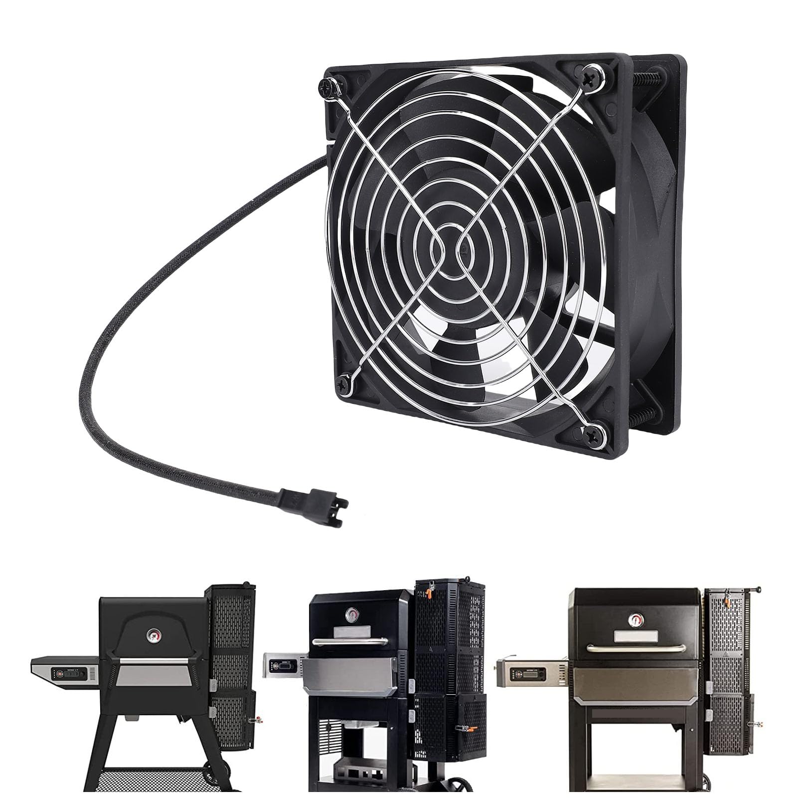 Asixxsix 12038 Precision Control Wentylator dla for MASTERBUILT Gravity 560 800 1050 Seria Grill i Smoker, 4,7 X 4,7 Cala Palacza z osłoną i śrubami