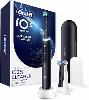Oral-B iO5 Electric Toothbrush Black - Deep Clean & Whiten, 5 Modes, AI App Coaching, Pressure Sensor, Travel Case